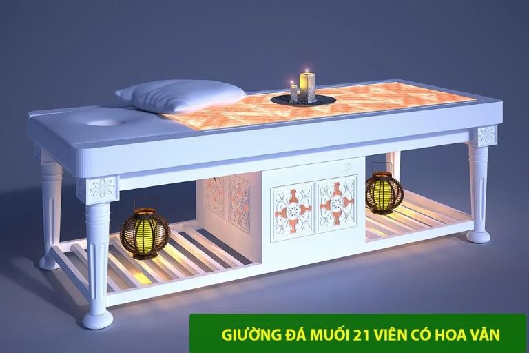 Giường đá muối Himalaya loại 21 viên có hoa văn