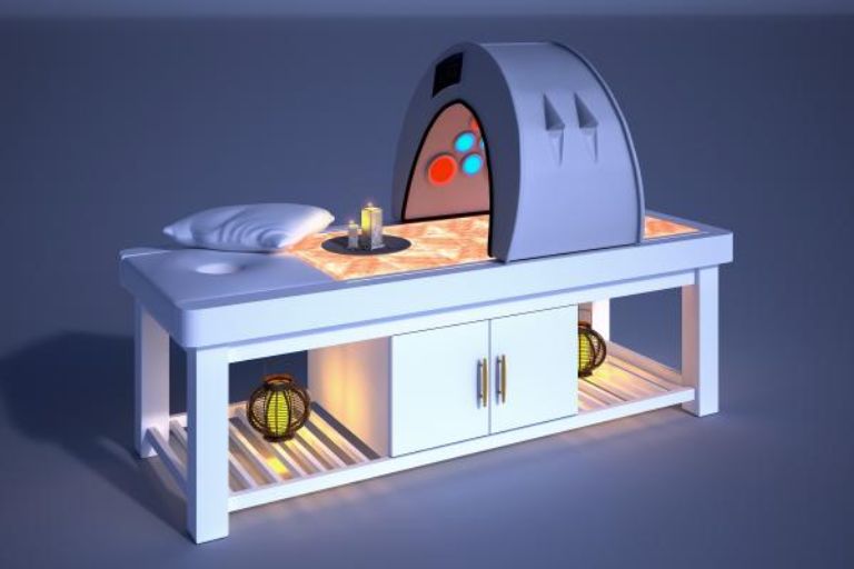 ​Giường đá muối Himalaya phiên bản kết hợp với tia hồng ngoại để dưỡng trắng và chống lão hóa của Love Stone