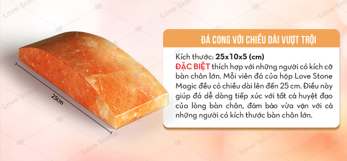 Cải tiến vượt trội với 2 viên đá cong, dài ôm sát lòng bàn chân Cải tiến vượt trội với 2 viên đá cong, dài ôm sát lòng bàn chân