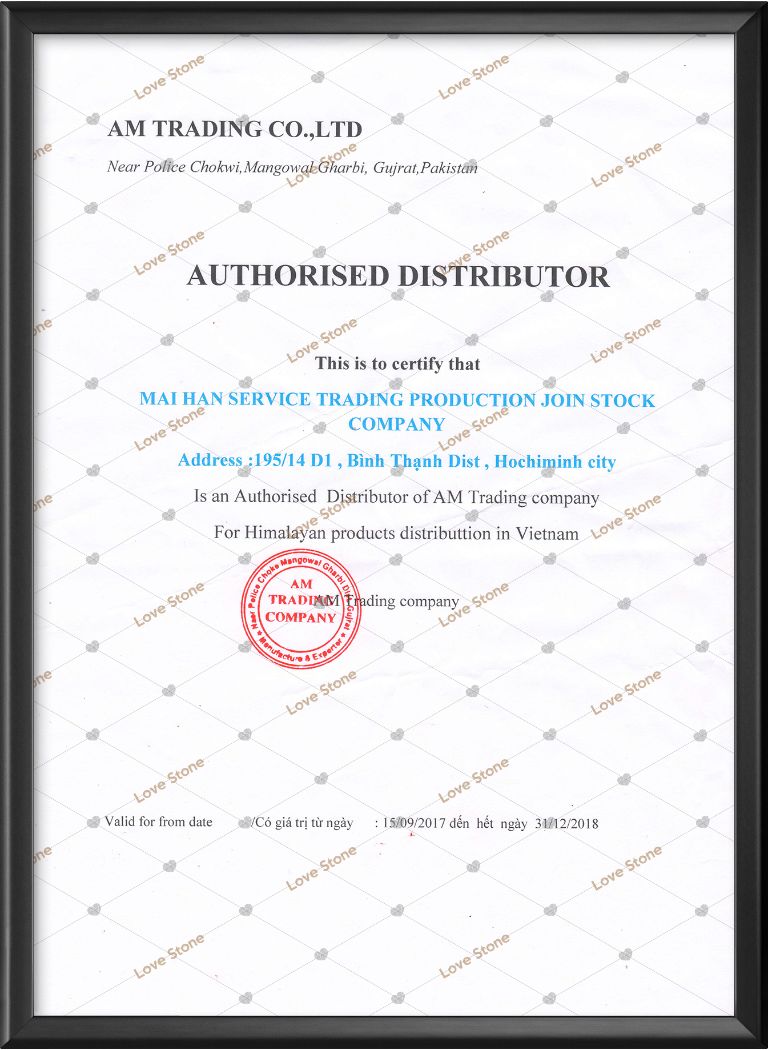 Giấy chứng nhận của Công ty TNHH Love Stone