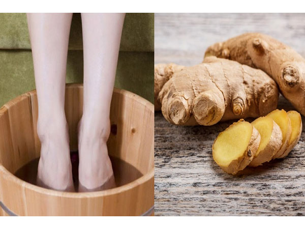 Ngâm chân nước nóng với gừng