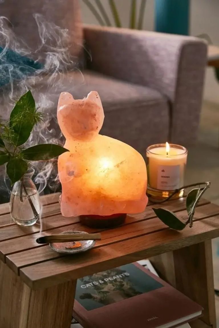 Đèn đá muối Himalaya khi được đặt ở phòng khách sẽ có tác dụng như món đồ phong thủy